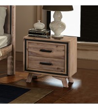 Seashore Bedside Table in Solid Acacia Timber in Silver Brush Colour